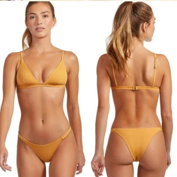 Vitamin A Other - Vitamin A Moss Triangle Bikini Top Carmen Cheeky High Leg Bottom Marigold